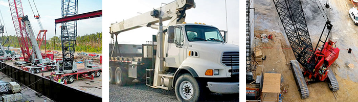 three images of crane rental examples